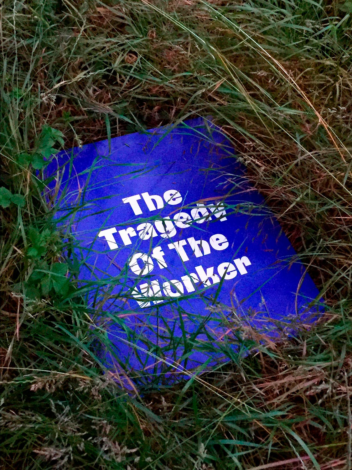 Fotoplatte The Tragedy of the Worker liegt in der Erde umgeben von Gras  Fotografie von Heiko Schäfer