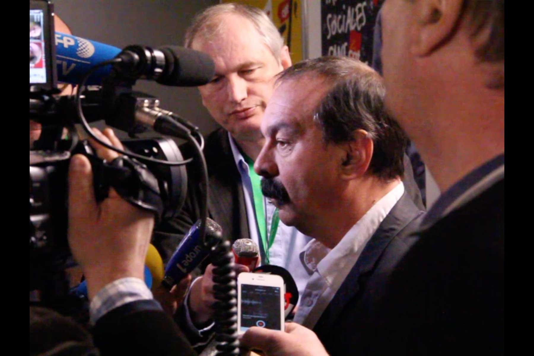 Eine Pressekonferenz mit dem Generalsekretär der CGT Philippe Martinez  Fotografie von Heiko Schäfer