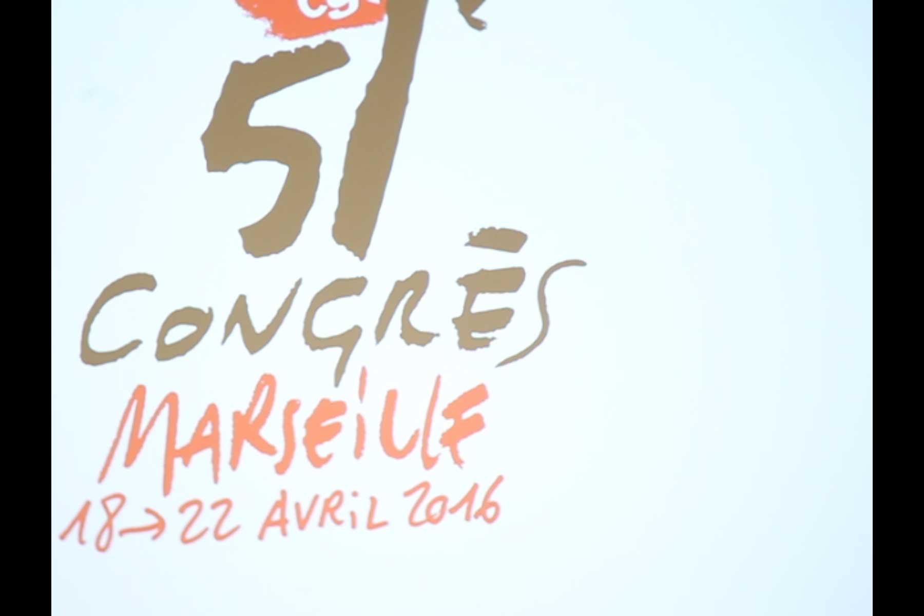 Projektion mit einer Grafik des 51. Kongress in Marseille  Fotografie von Heiko Schäfer