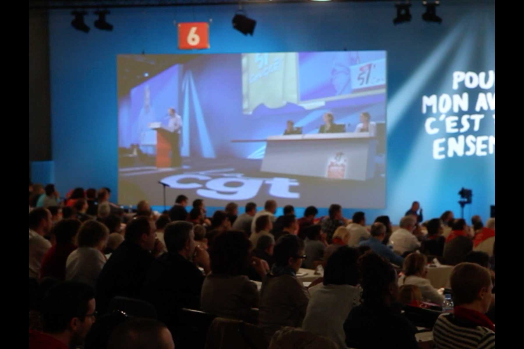 Der Generalsekretär der CGT am Rednerpult  Fotografie von Heiko Schäfer