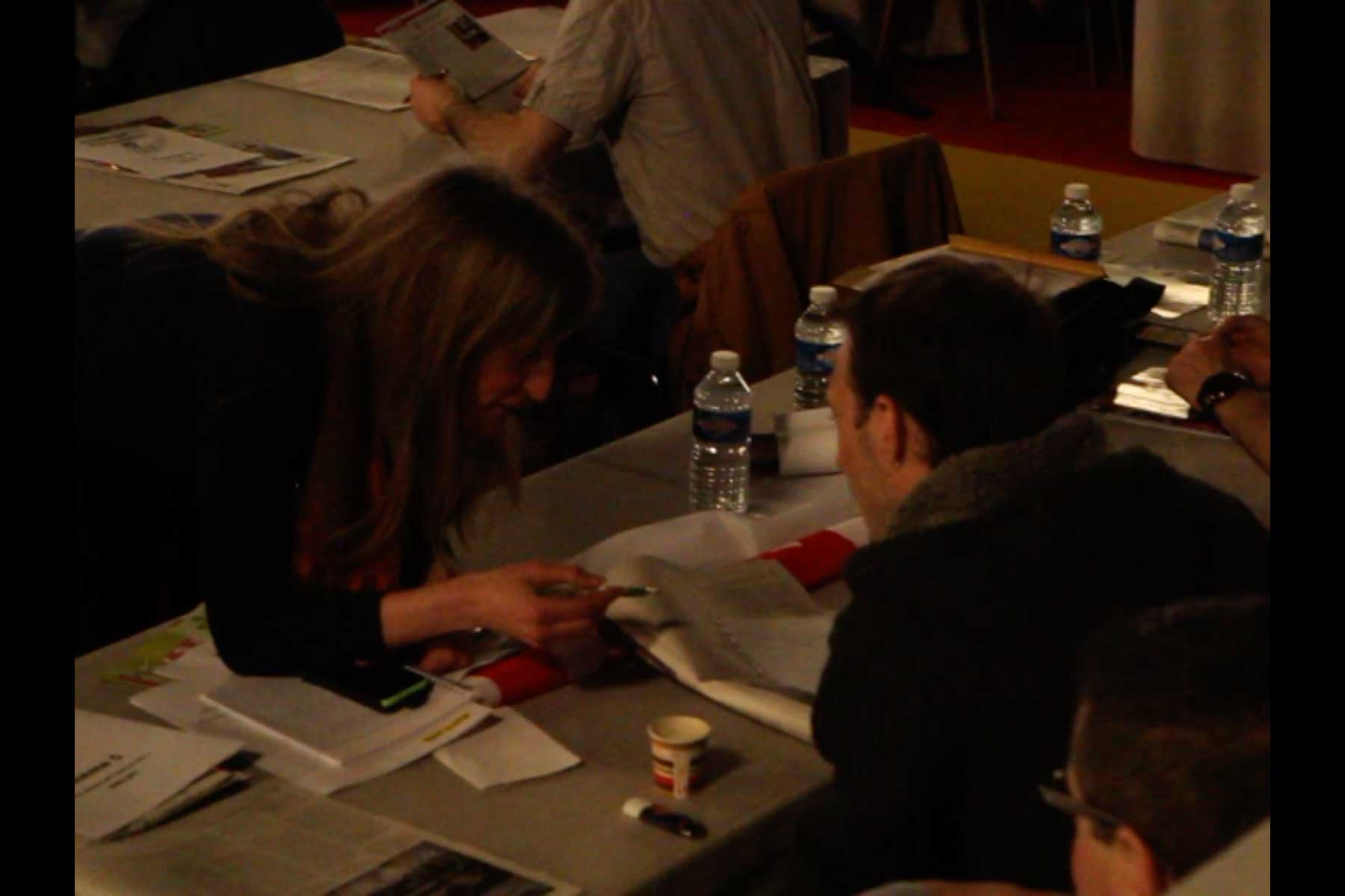 Der Gewerkschafter Tenessee Garcia und Emmanuel Roux mit einer Kollegin auf dem 51. Kongress der CGT  Fotografie von Heiko Schäfer