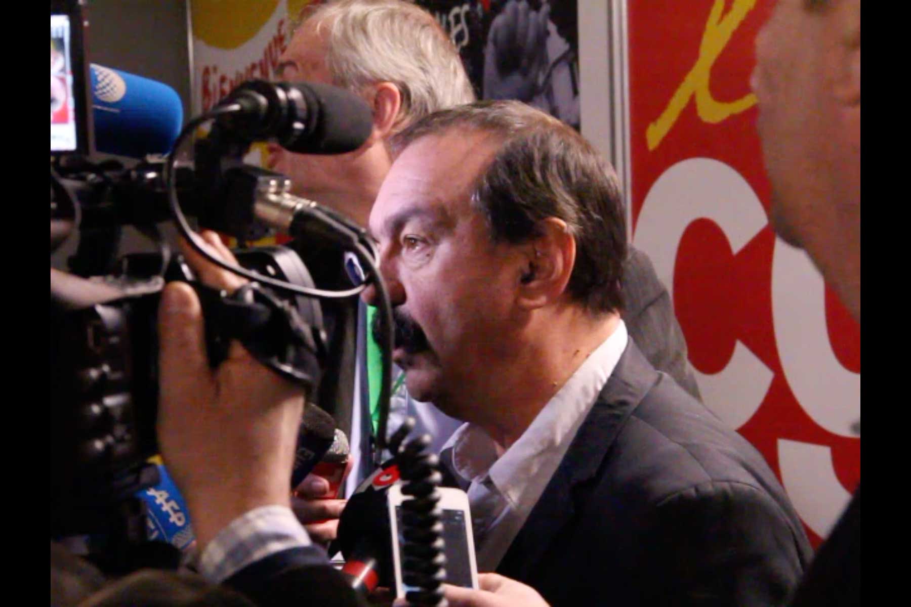 Eine Pressekonferenz mit dem Generalsekretär der CGT Philippe Martinez  Fotografie von Heiko Schäfer