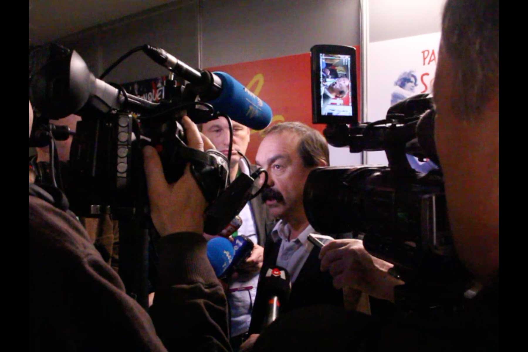 Eine Pressekonferenz mit dem Generalsekretär der CGT Philippe Martinez  Fotografie von Heiko Schäfer