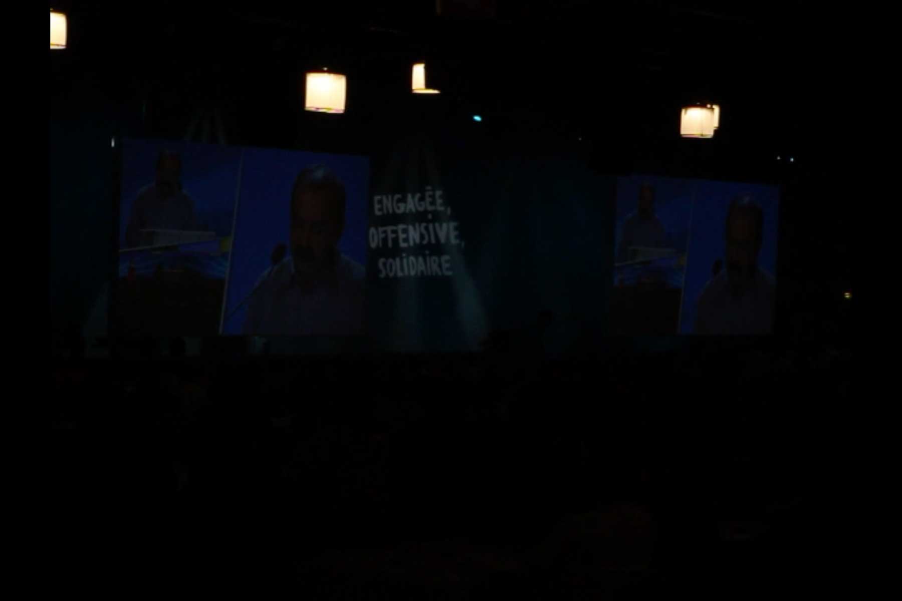 Der Generalsekretär der CGT am Rednerpult  Fotografie von Heiko Schäfer