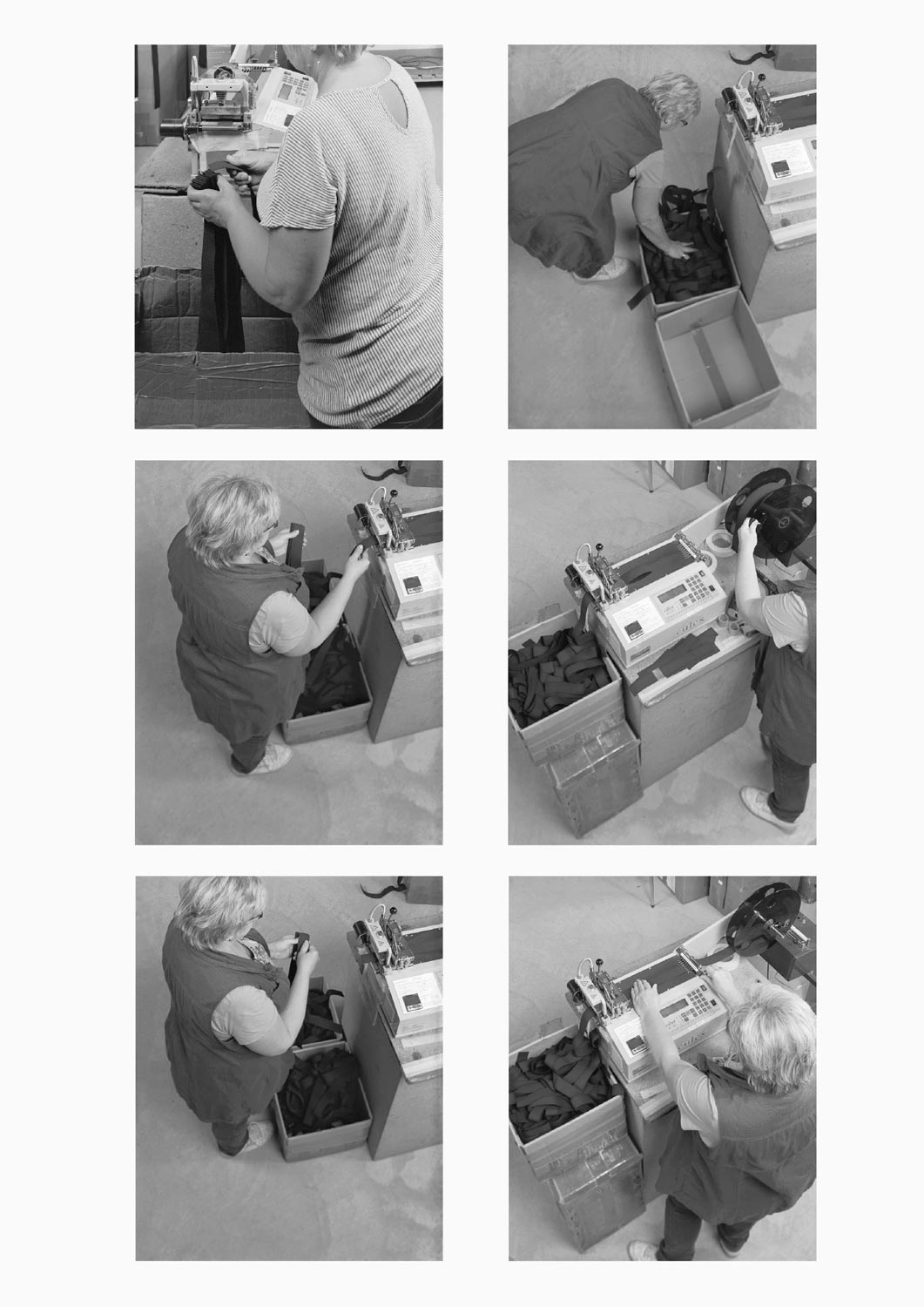 Eine Textilarbeiterin arbeitet an einer Maschine in der Firma M. Batex  Fotografie von Heiko Schäfer