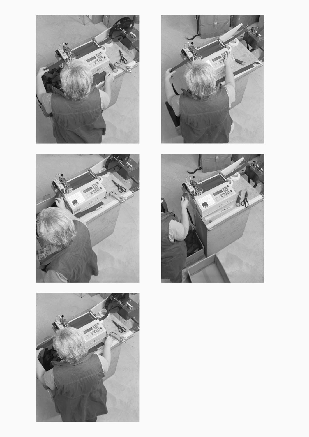 Eine Textilarbeiterin arbeitet an einer Maschine in der Firma M. Batex  Fotografie von Heiko Schäfer