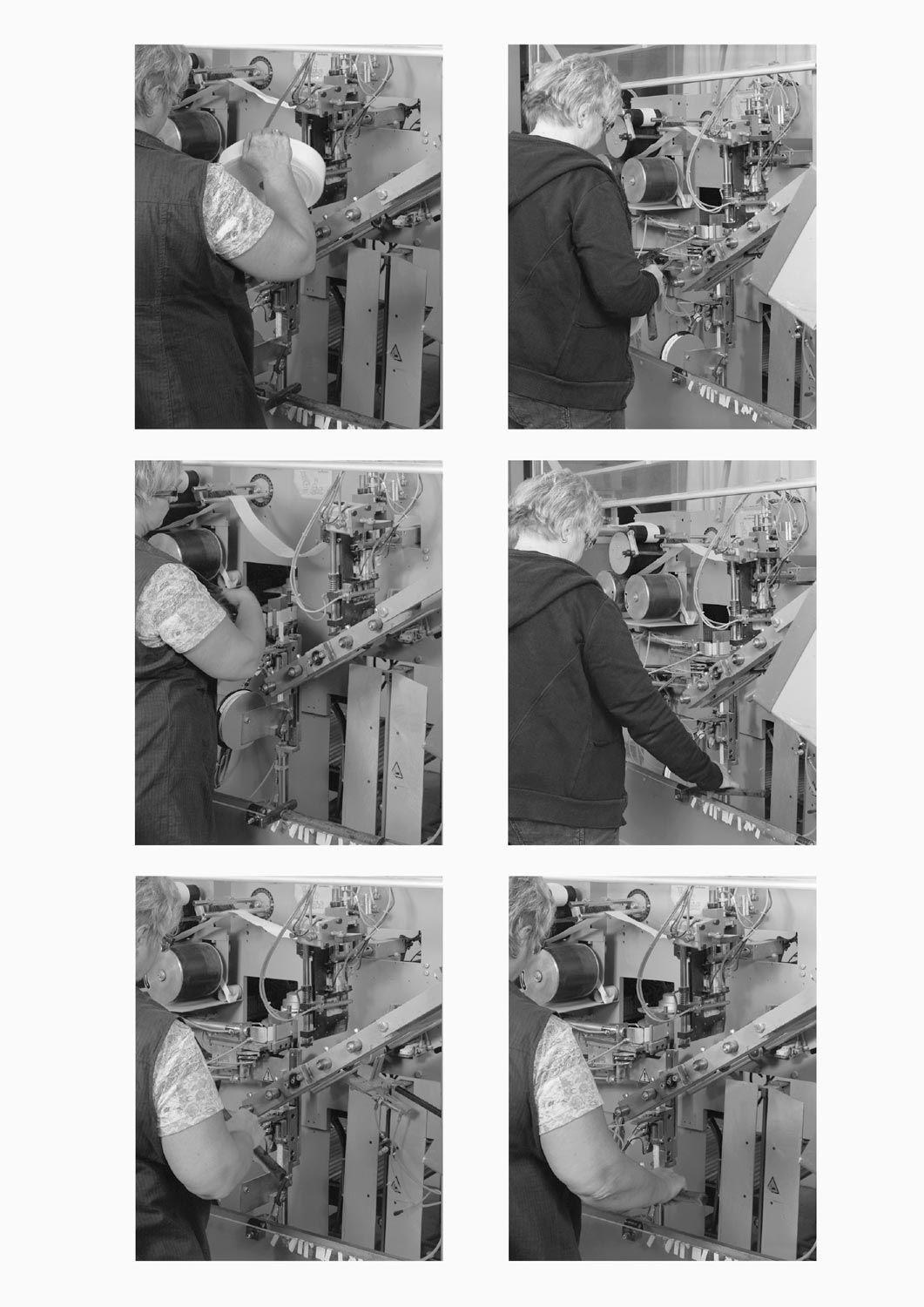 Eine Textilarbeiterin arbeitet an einer Maschine in der Firma M. Batex  Fotografie von Heiko Schäfer