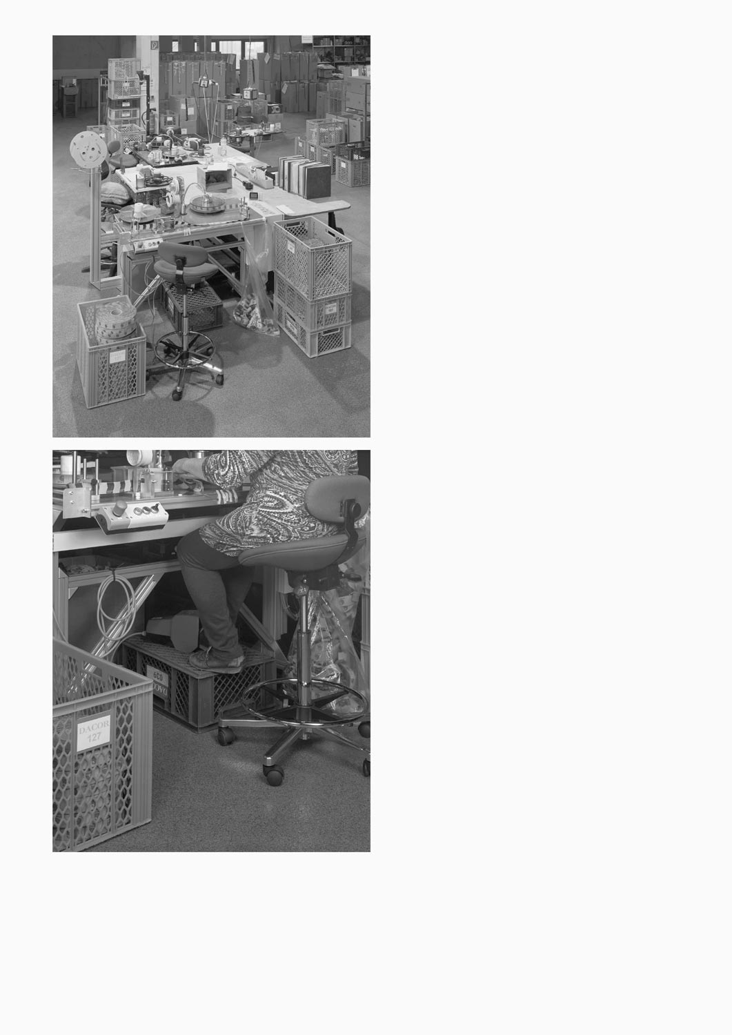 Detailaufnahmen von Textilmaschinen in einer Halle der Firma Darcor Etiketten  Fotografie von Heiko Schäfer