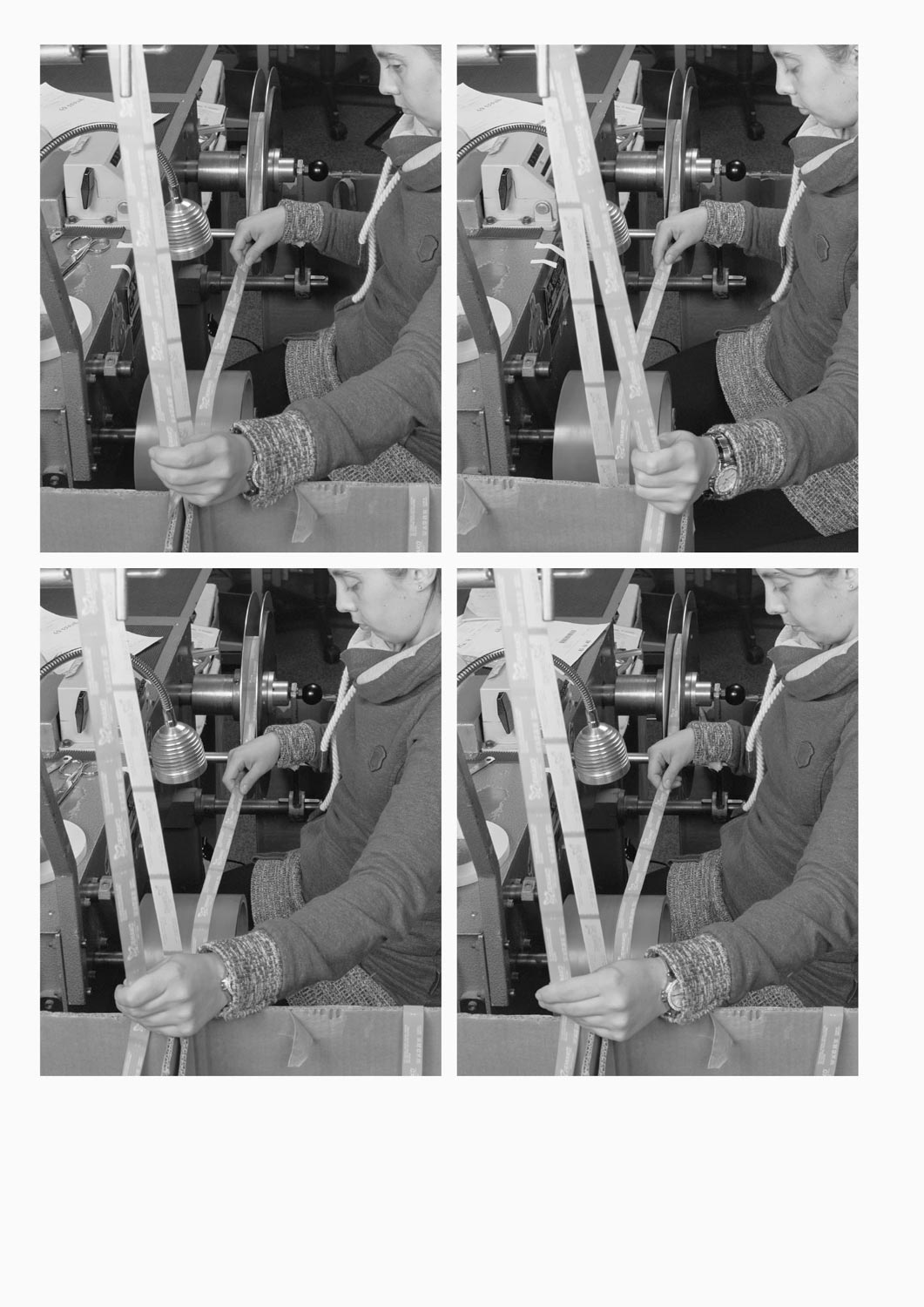 Eine Textilarbeiterin arbeitet an einer Maschine in der Firma Darcor Etiketten  Fotografie von Heiko Schäfer